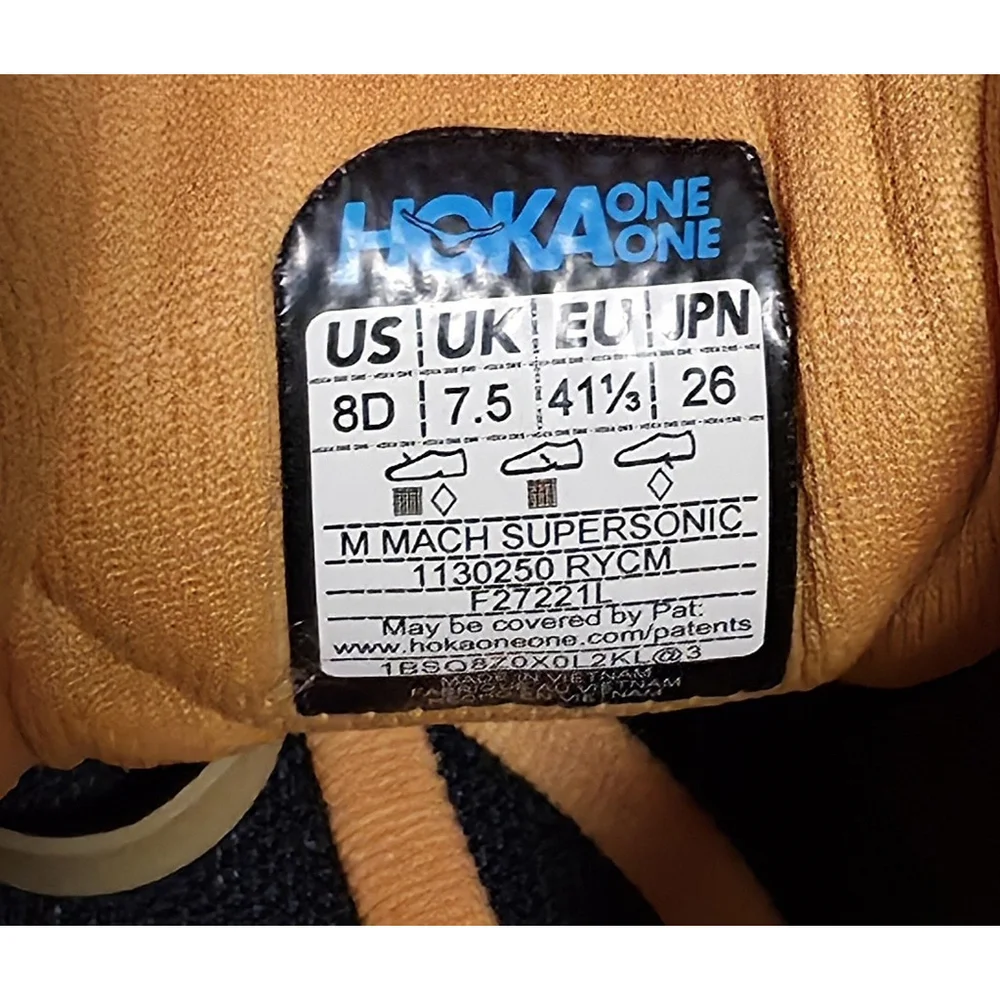 Techcore Hoka Mach Supersonic Men’s 8D Yellow Orange Running Shoes - Picture 4 of 13